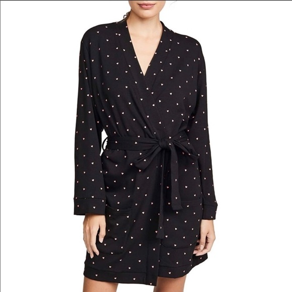 Plush Apparel Fleece Heart Print Robe - Picture 1 of 16